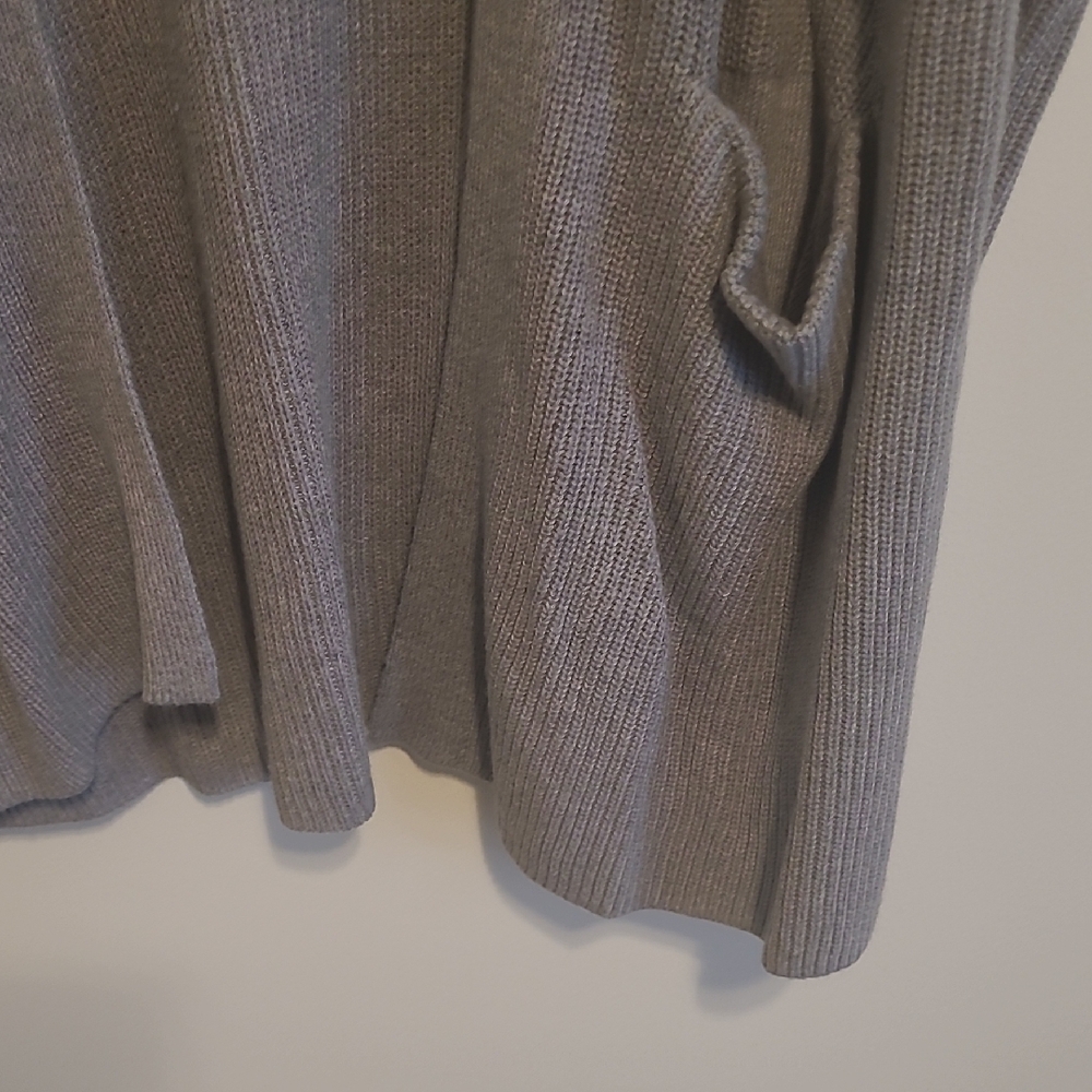 GAP Light Gray Open-Front Ribbed Cardigan with Pockets - Picture 5 of 12